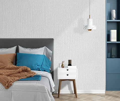 Linnen Geweven 3D Foam Wallpaper Brandvertragend Wandbedekkingsrol Voor Appartement